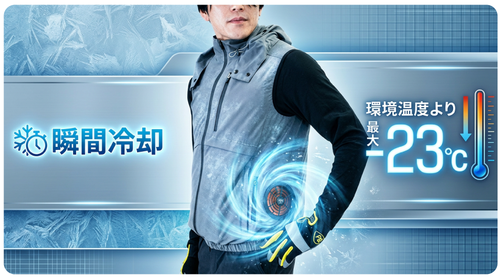 環境温度から最大-23℃