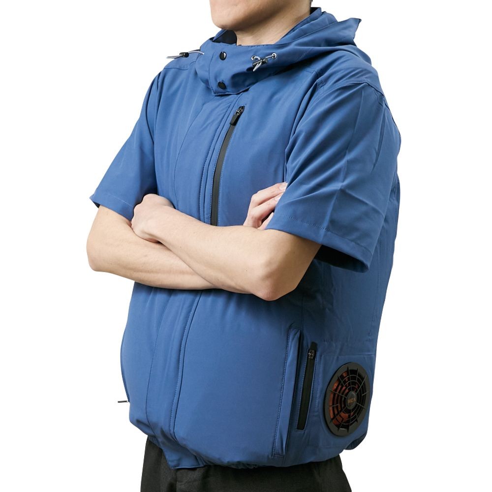 【2025年モデル】ウイザ WIZ'A サイドファン空調ウェアＰＲＯ　半袖　ブルーグレー, ブルーグレー, 4Lサイズ