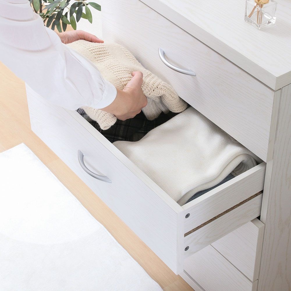 不二貿易 ラルゴ　チェスト　オークＷＨ【メーカー直送・代引不可】, ホワイト, 幅600mm&times;奥行415mm&times;高さ800mm