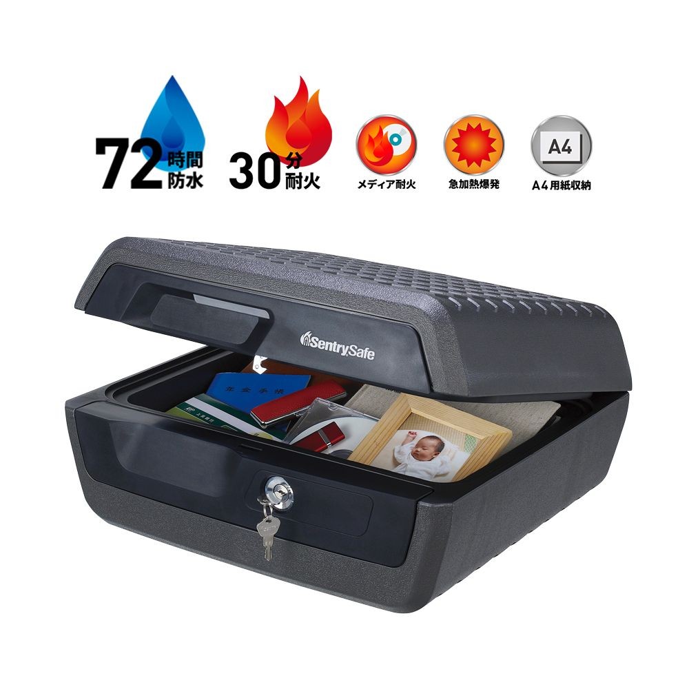 セントリー ポータブル耐火・防水保管庫 CHW30100, ブラック, CHW30100