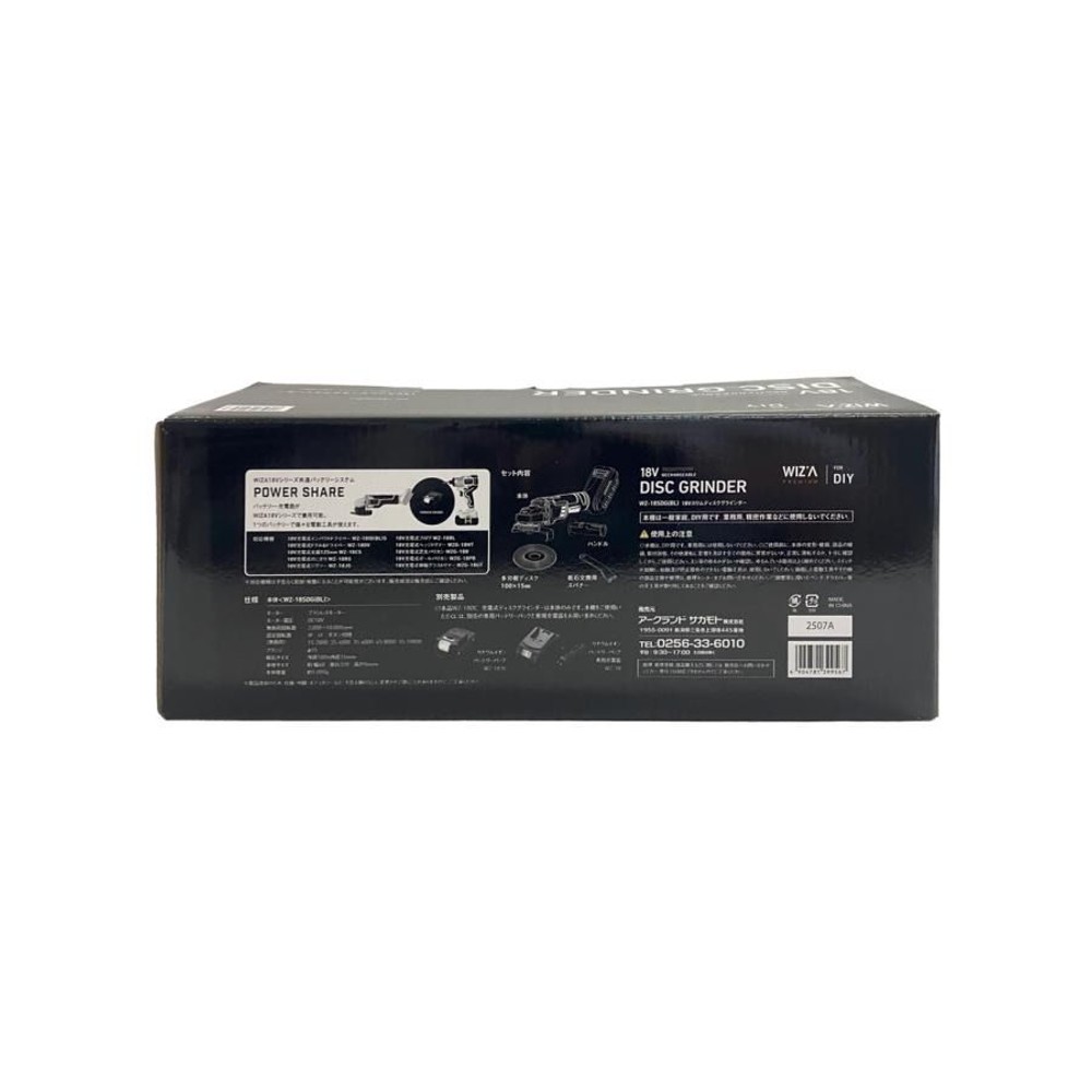 WIZ'A ウィザ 18V スリム ディスクグラインダー 充電式 本体のみ WZ-18SDG(BL) , ホワイト, 68&times;320&times;96mm