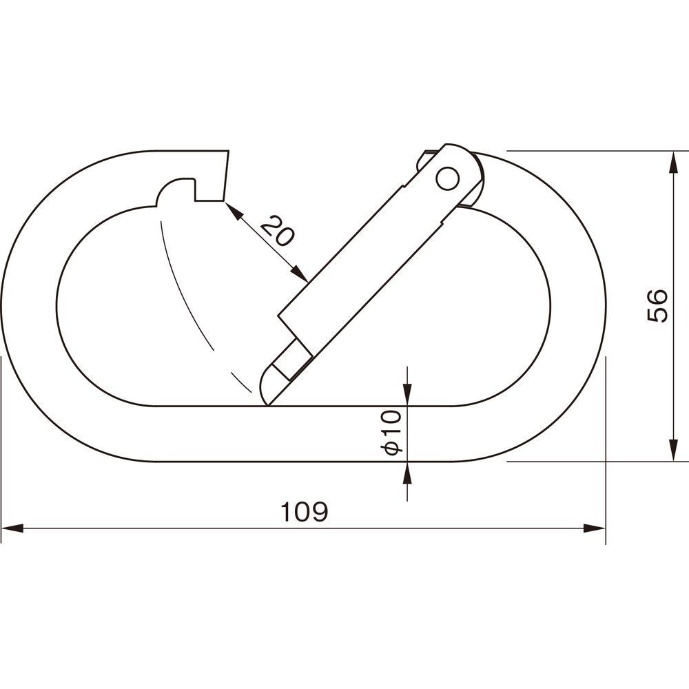 伊藤製作所 カラビナ　鉄O型環なし KA10, アルミ合金, O型