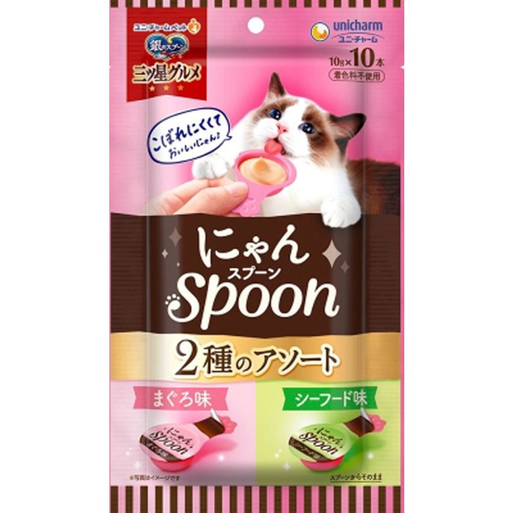 ユニチャーム　にゃんスプーン　鮪＆シーフード　100ｇ, 鮪＆シーフード, 100g