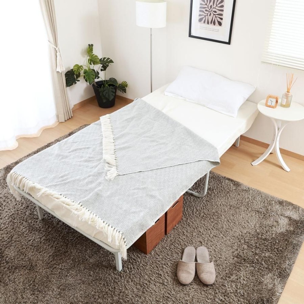 不二貿易  工具不要折りたたみパイプベッド  easy 【メーカー直送・代引不可】, ブラック, シングル