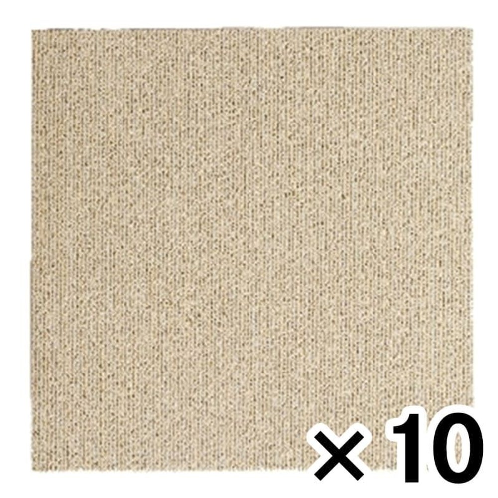 洗える吸着タイルマット　約40Ｘ40ＣＭ　ストライプＢＲ ×10枚セット, アイボリー, その他サイズ１