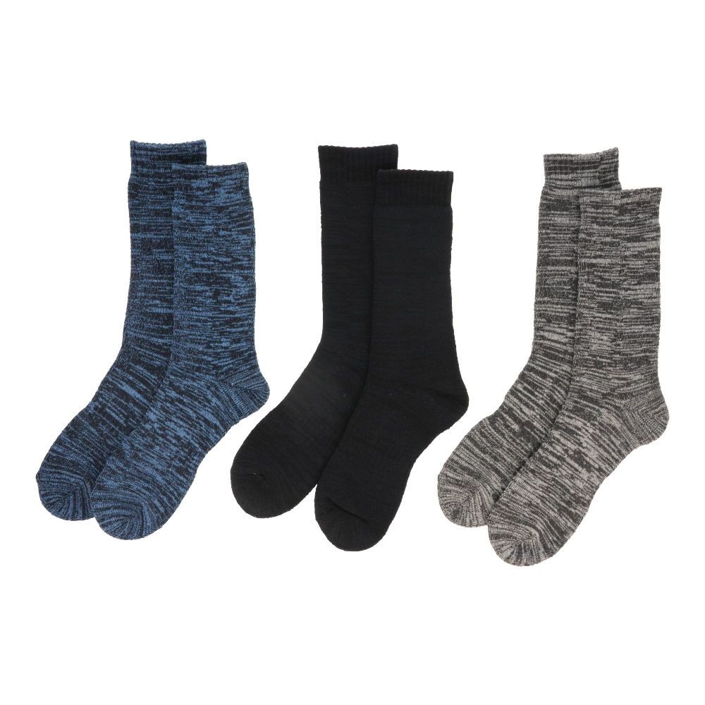 消臭・防寒6足組ソックス クルー丈, ブラック, フリーサイズ