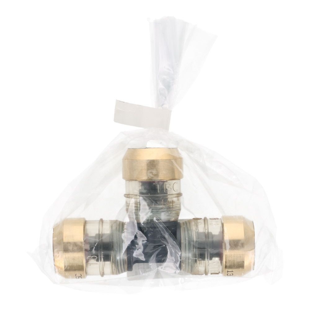 タブチ ワンタッチ継手 樹脂製ドライタッチ チーズ 13mm, ゴールド, 13mm