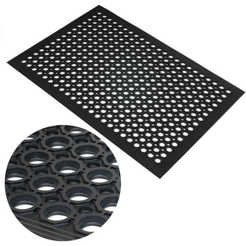 スベリ止め穴あきゴムマット, BK（91&times;152cm）, 91&times;152cm