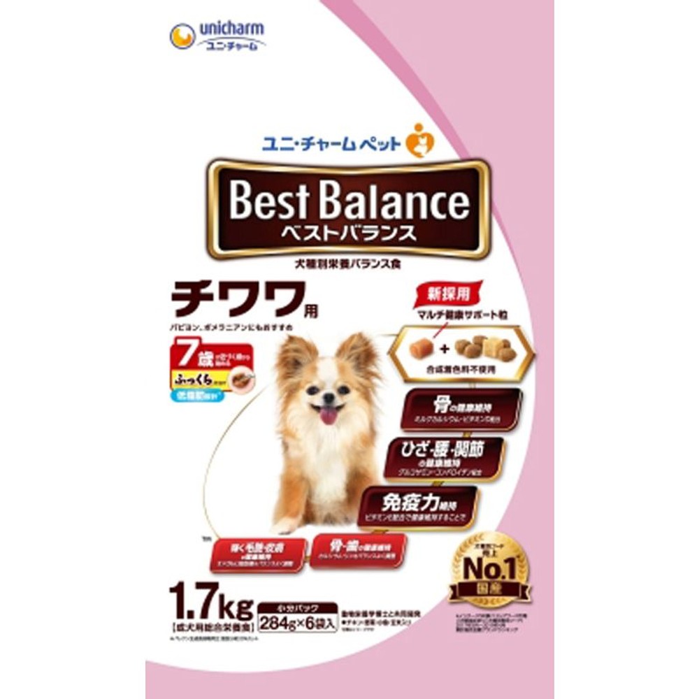 ユニチャーム　ベストバランスふっくらチワワ7歳1．7kg, チワワ7歳以上, 284g×6袋