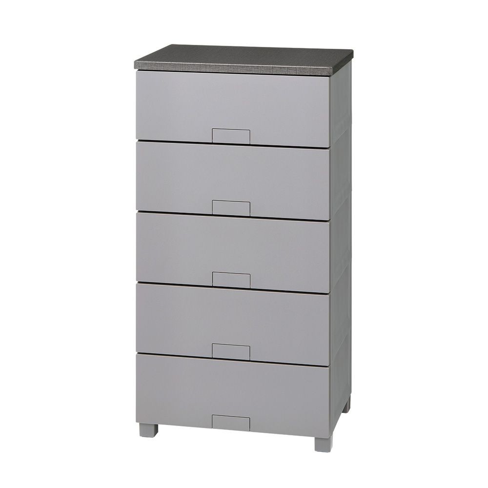 フィッツチェスト　フルフラット５５０５　グレー, グレー, 5段　幅55cm