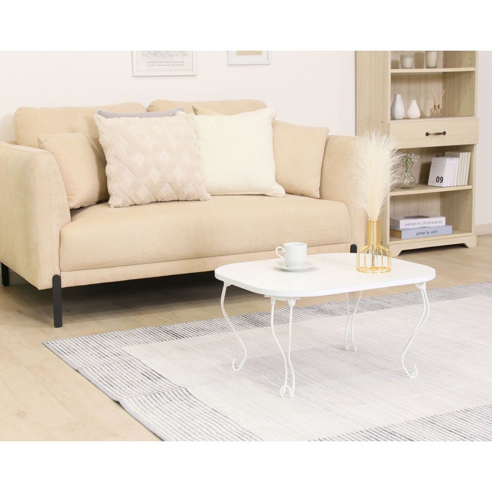 不二貿易 ねこ脚テーブル　６０４８　ホワイト（木目）【メーカー直送・代引不可】, ホワイト, 幅600mm&times;奥行480mm&times;高さ315mm