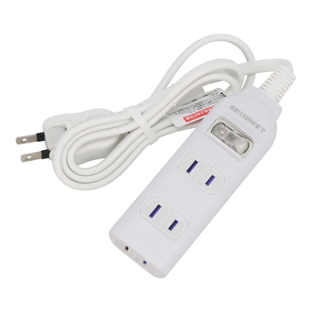 断線に強い集中スイッチ付省エネタップ　3個口, ホワイト（1）, 1.0m