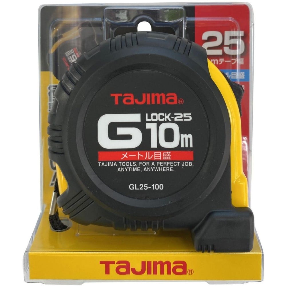 TAJIMA（タジマ）　Gロック 25mm幅 10m　GL25100BL, 黒/黄, 10m