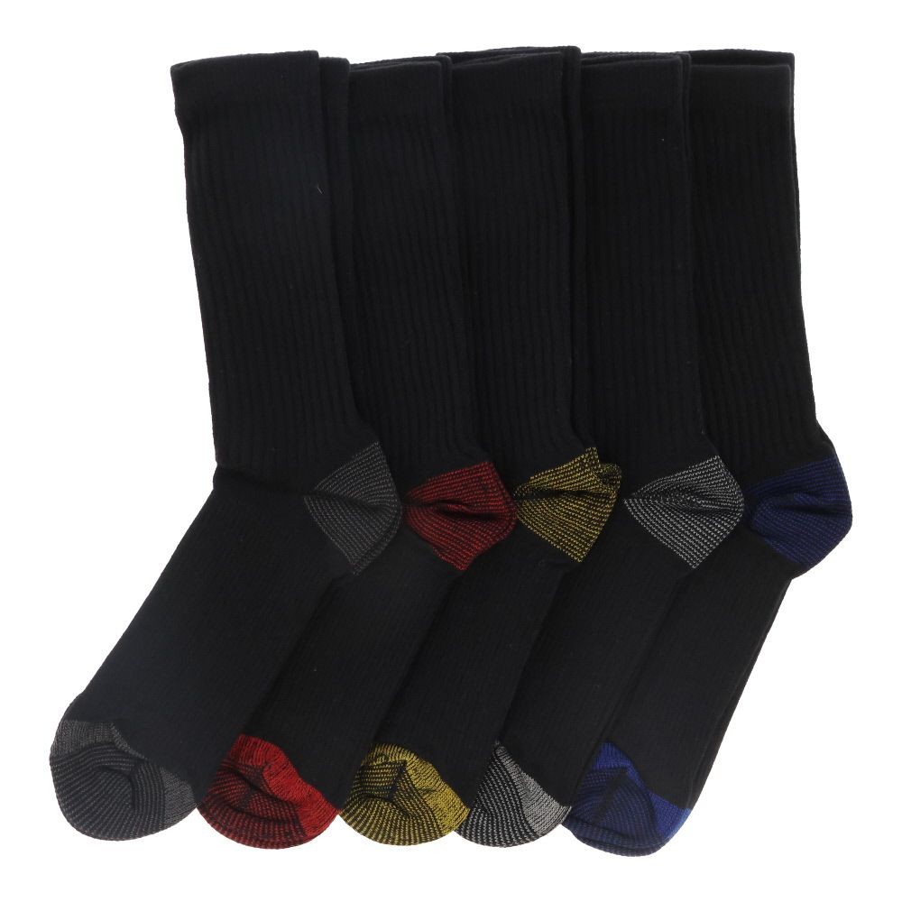 WIZ'A ウィザ 働く男の靴下　先丸　５足組　カラ―　25-27cm　ミドル丈, 5色アソート, 25〜27cm