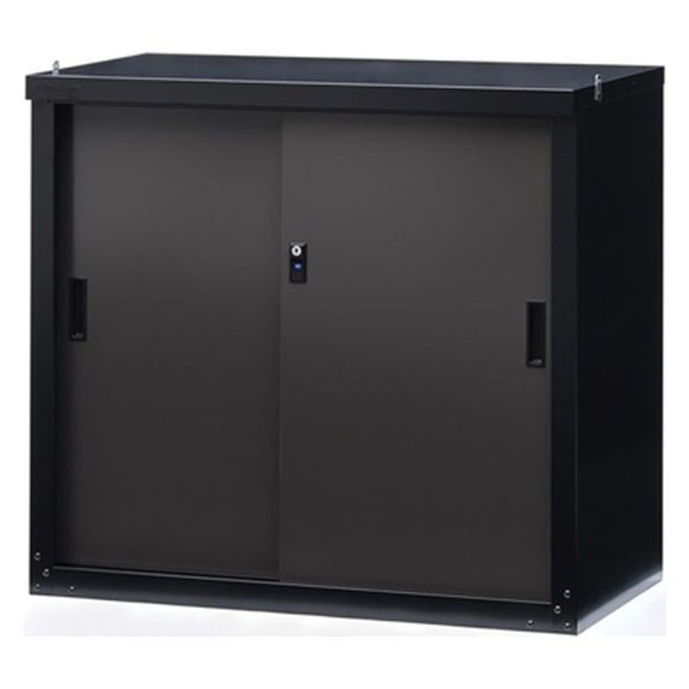 グリーンライフ 家庭用収納庫　HS-83(BK/AGY)【メーカー直送・代引不可】, ブラック／アッシュグレー, 幅89&times;奥行47&times;高さ83cm