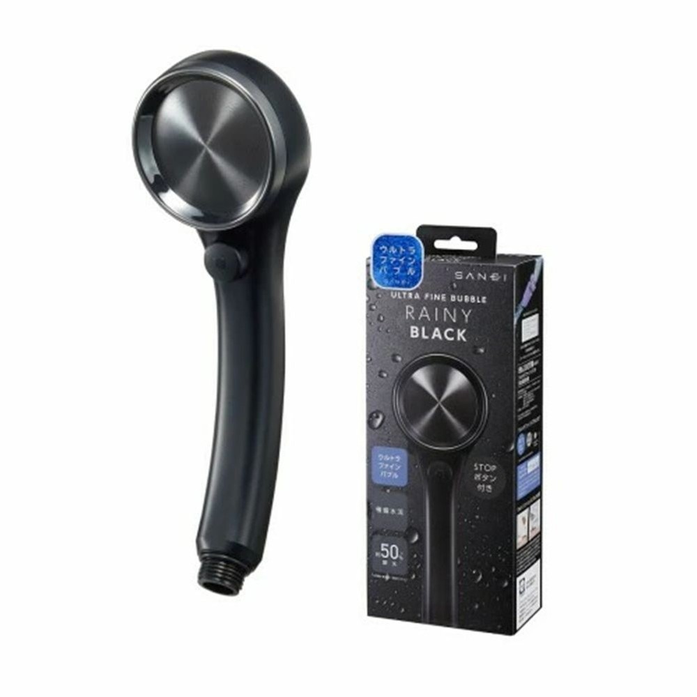 SANEI ファインバブルシャワー レイニーブラック PS3136-80XA-MD, ブラック, G1/2規格