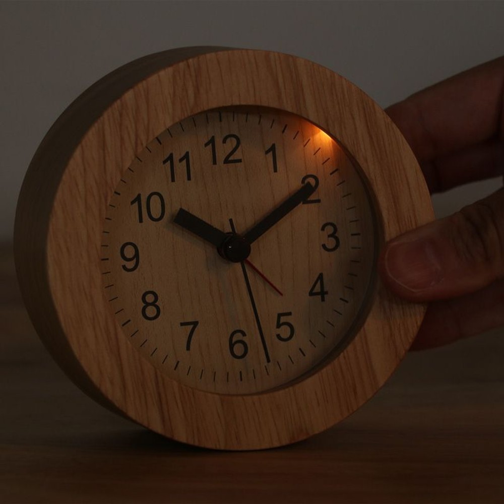 置時計 ウッド ラウンド, ホワイト, その他サイズ１