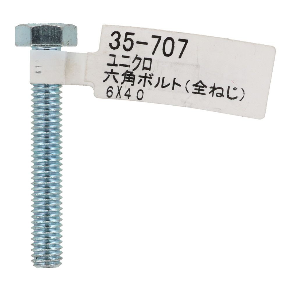 六角ボルト　ユニクロ　全ねじ　Ｍ６&times;４０, 全ねじ, M6&times;40