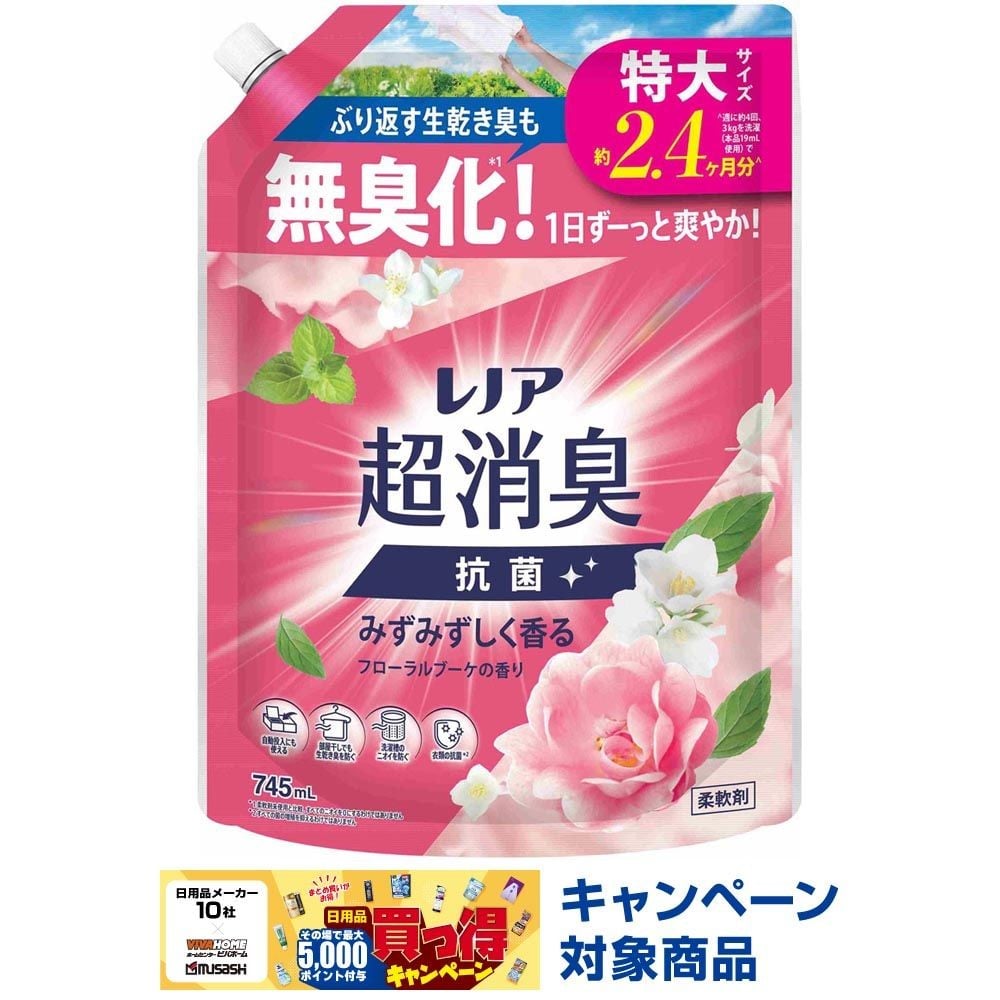 レノア超消臭 みずみずしく香る フローラルブーケ 詰替 特大 745ml, フローラルブーケ, 745ml