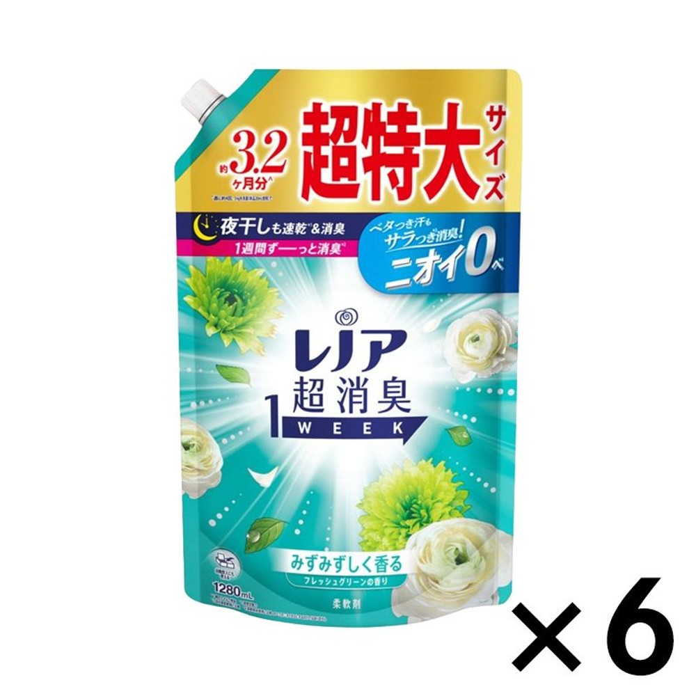 【数量限定】レノア超消臭１week Ｆグリーン　詰替超特大 1280ml&times;6個セット