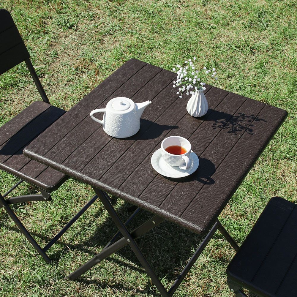 テーブル＆チェア　3点セット　ＢＲ　木目調【メーカー直送・代引不可】, ブラウン, 木目調