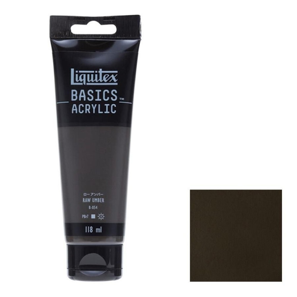 アクリル絵具Liquitex リキテックス ベーシックス ローアンバー B-054  単一顔料 118ml チューブ, ローアンバーB-054単一顔料, 118ml チューブ