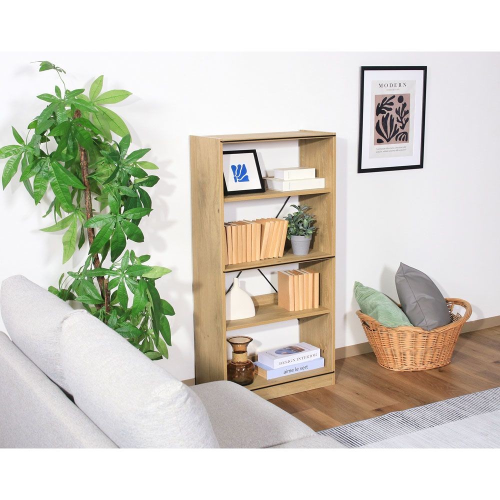 不二貿易 ＥＺＢＯオープンラック４段　ＯＡＫ　ＮＡ【メーカー直送・代引不可】, ナチュラル, 幅600mm×奥行280mm×高さ1200mm