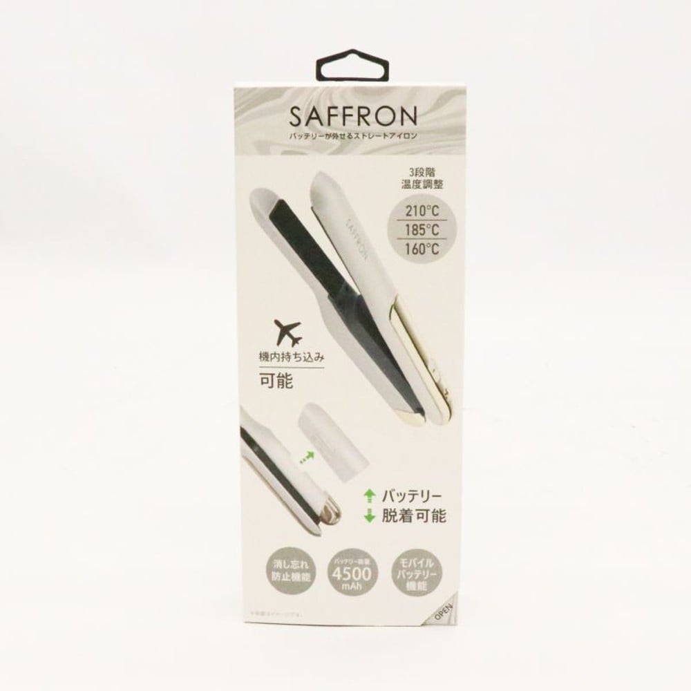 SAFFRON　バッテリーが外せるストレートアイロン　ホワイト, ホワイト, HRS-1911