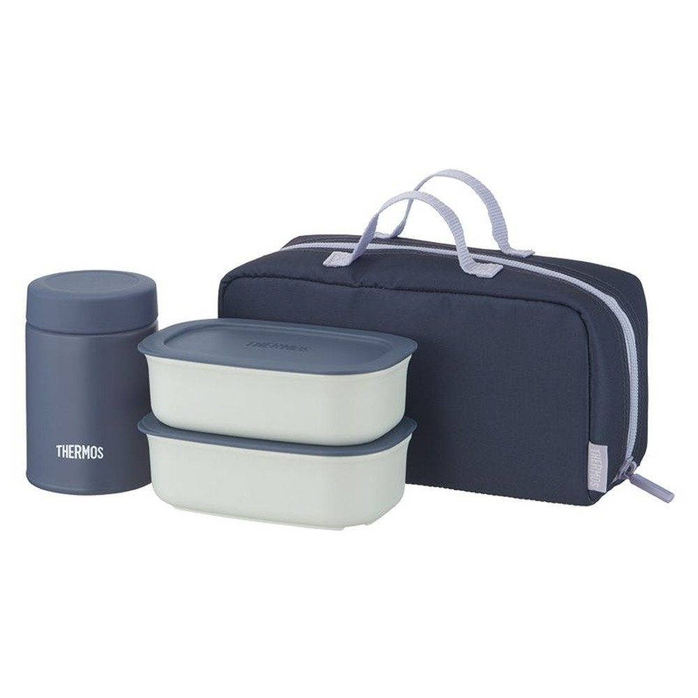 サーモス　真空断熱スープランチセット　ＪＥＨー８００　ＧＮＶ, グレーネイビー, 800ml