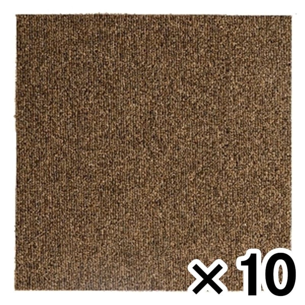 洗える吸着タイルマット　約40Ｘ40ＣＭ　ストライプＢＲ ×10枚セット, ブラウン, その他サイズ１