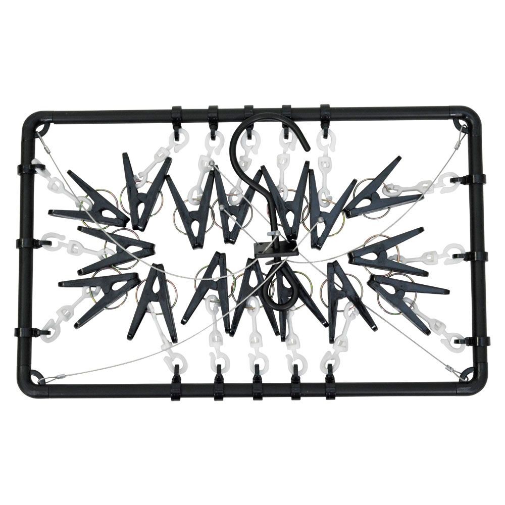 WIZ'A ウィザ コンパクトアルミ洗濯ハンガー１６ピンチ, ブラック, 16P