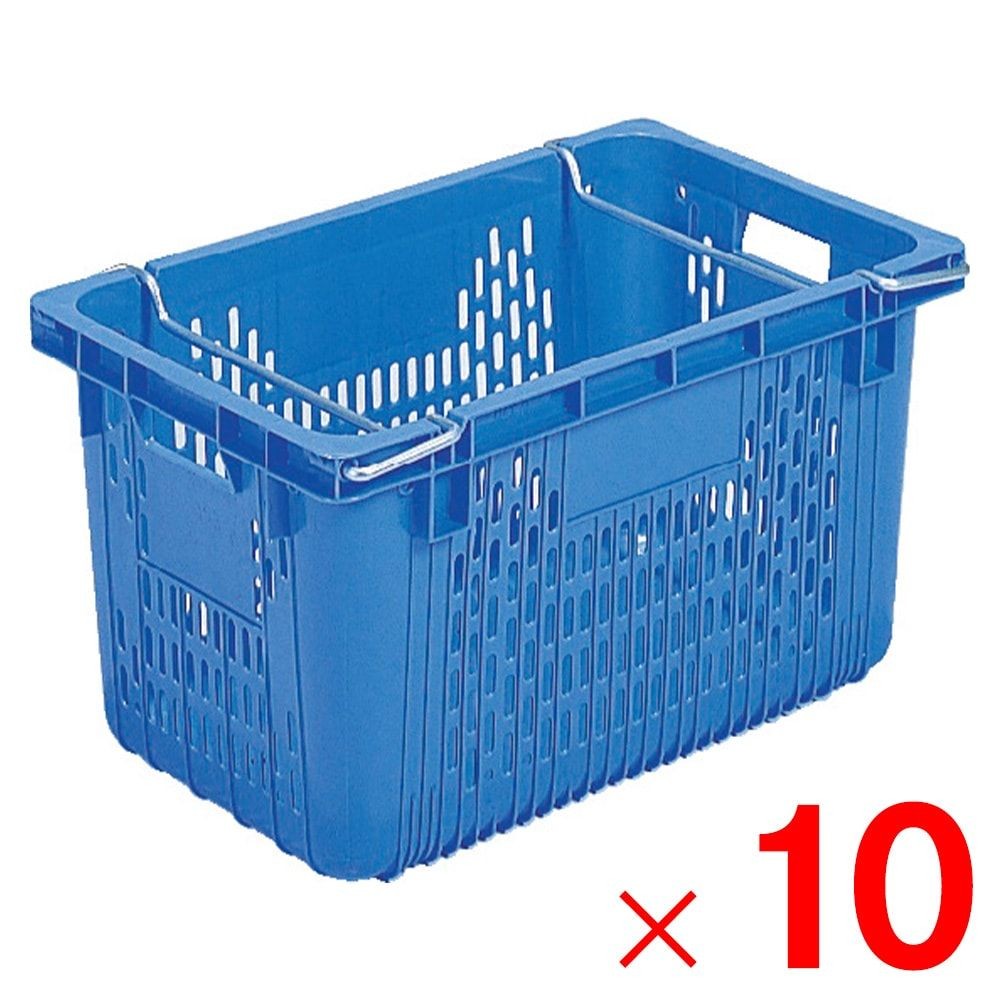 サンコー サンテナー A#50M PP ハンドル付 ブルー 104605-01 &times;10個セット【メーカー直送・代引不可】【法人限定】【日祝配送不可・時間指定不可】, ブルー, 10P