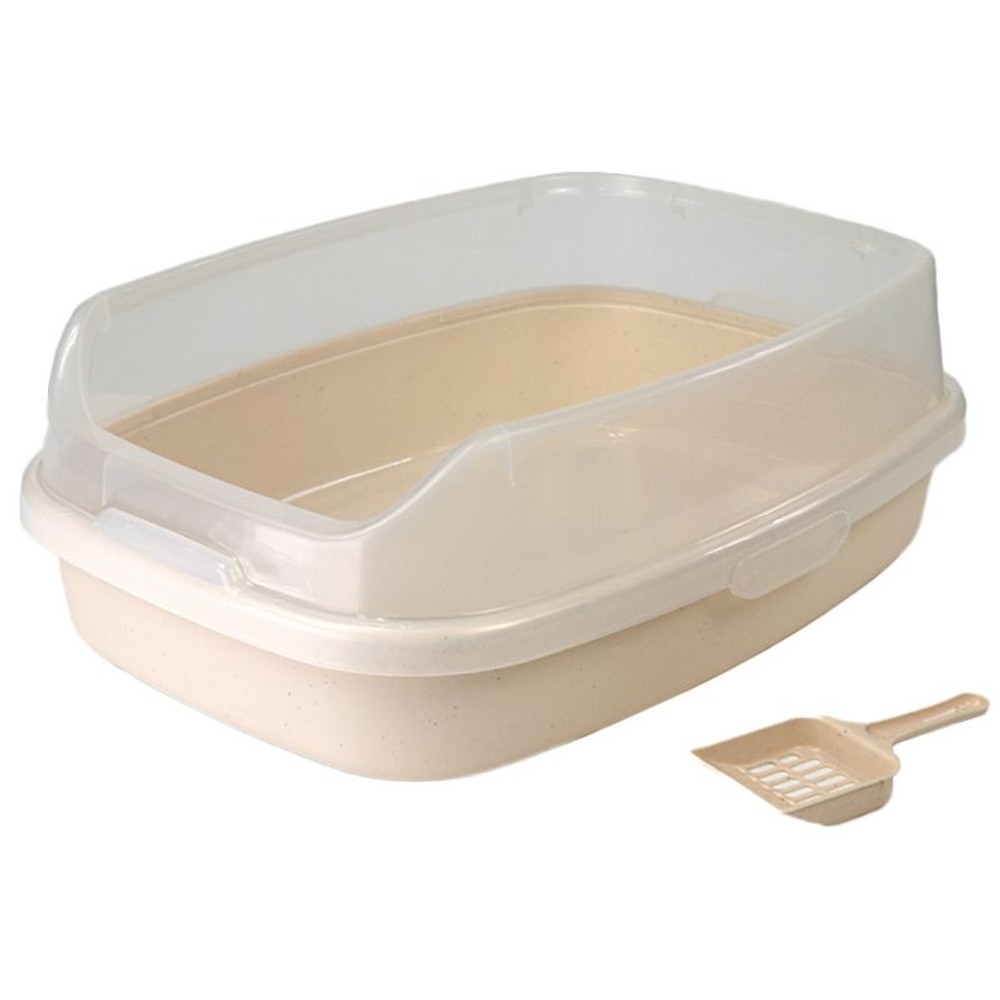 猫用トイレハーフカバー　スコップ付き　ベージュ, ベージュ, 幅477&times;奥行623&times;高さ220mm