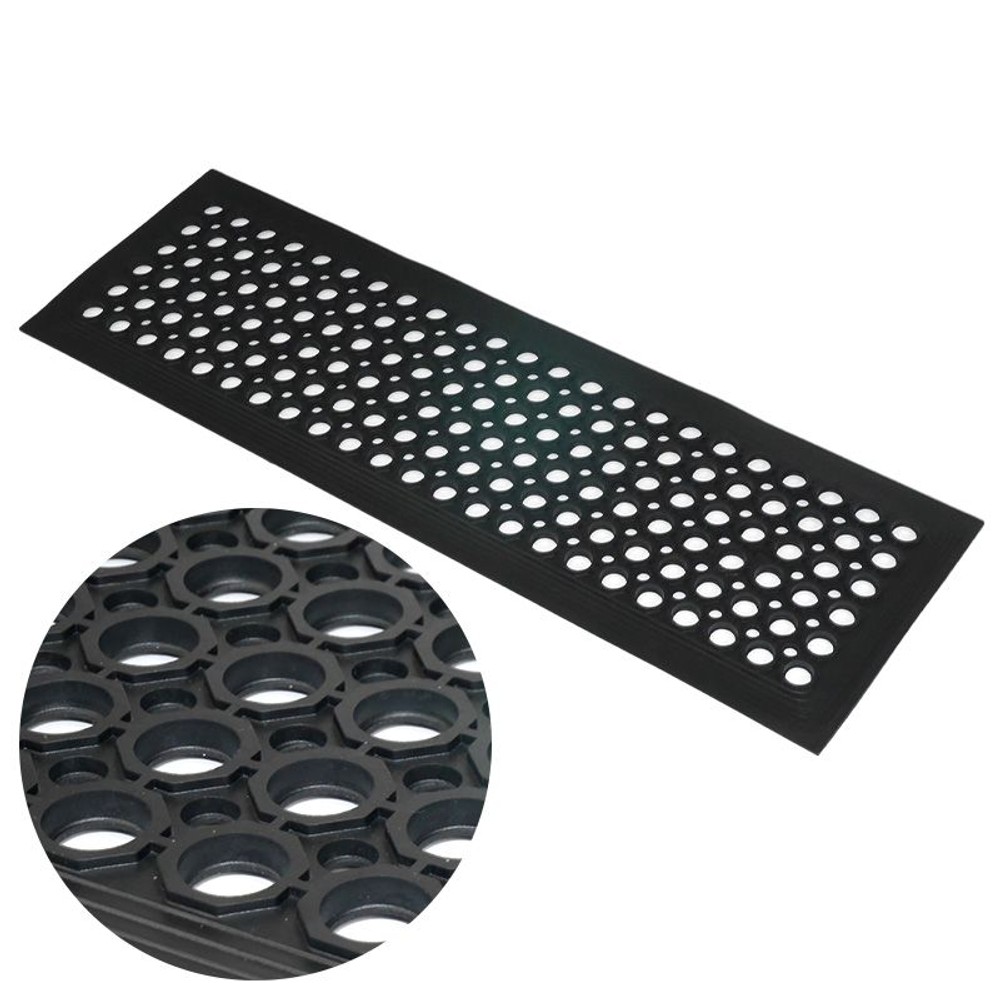 スベリ止め穴あきゴムマット約295ｘ900ｘ12ミリ, ブラック, 幅900×奥行295×高さ12mm