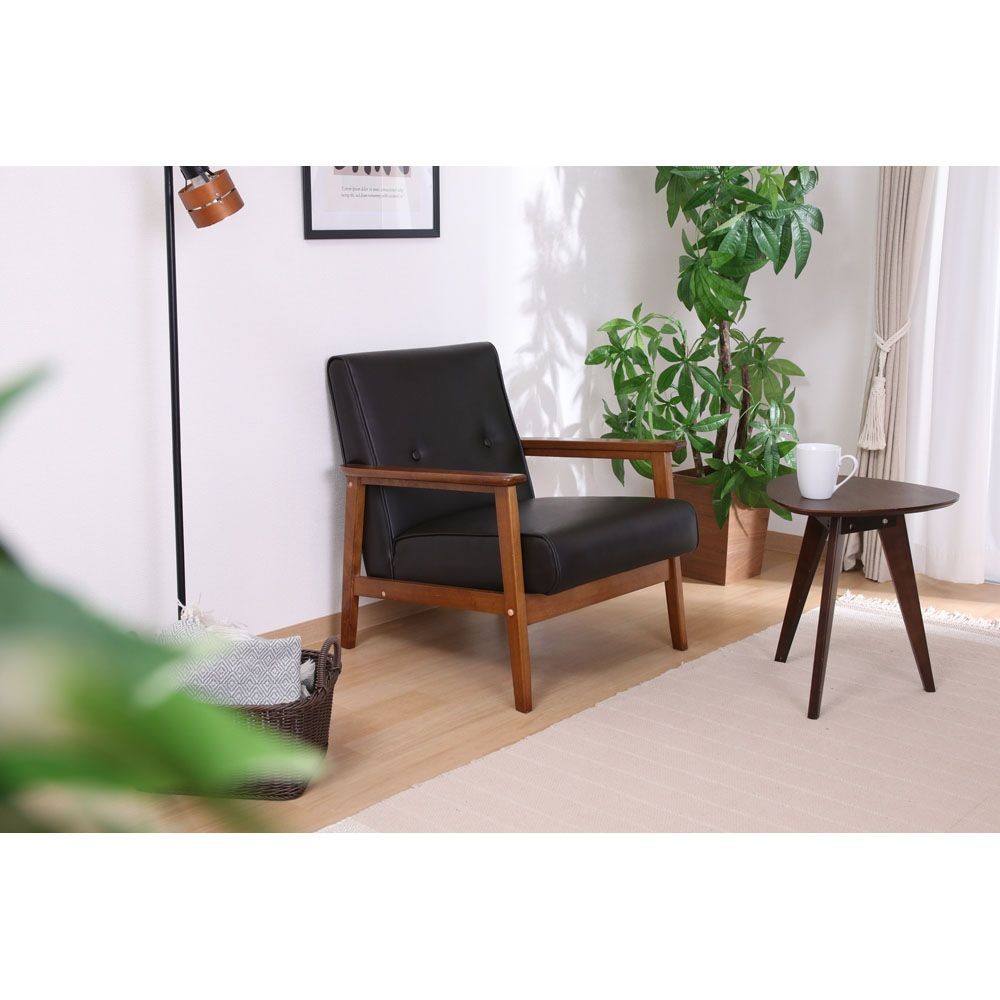 不二貿易 バイキャストＰＵソファ　ミート　１Ｐ　ＤＢＲ【メーカー直送・代引不可】, ダークブラウン, 幅640mm&times;奥行720mm&times;高さ700mm