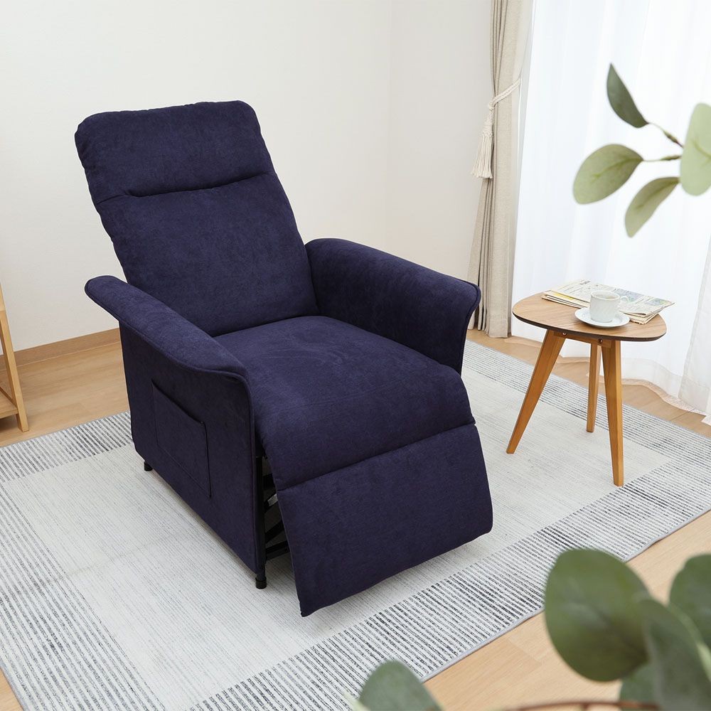 不二貿易 電動リクライナー　ＳＩＭＰＬＥ　１Ｐ　ＦＢ１０２　ＮＶ【メーカー直送・代引不可】, ネイビー, 幅770mm&times;奥行820mm&times;高さ1040mm