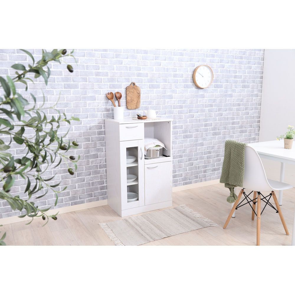 不二貿易 キッチンボード　オークＷＨ【メーカー直送・代引不可】, ホワイト, 幅600mm&times;奥行398mm&times;高さ950mm