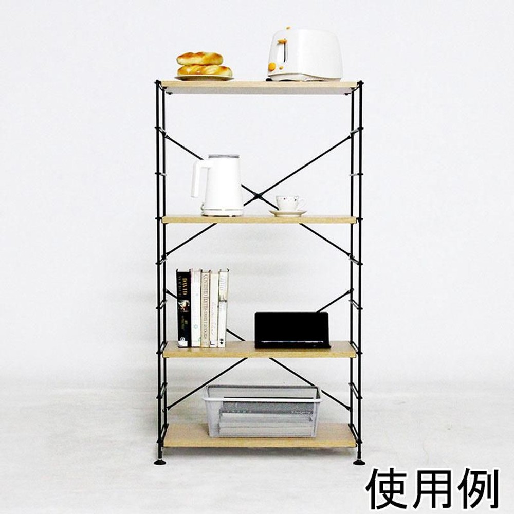 ワイヤーウッドシェルフ　66ｃｍ幅, （4段）, 4段