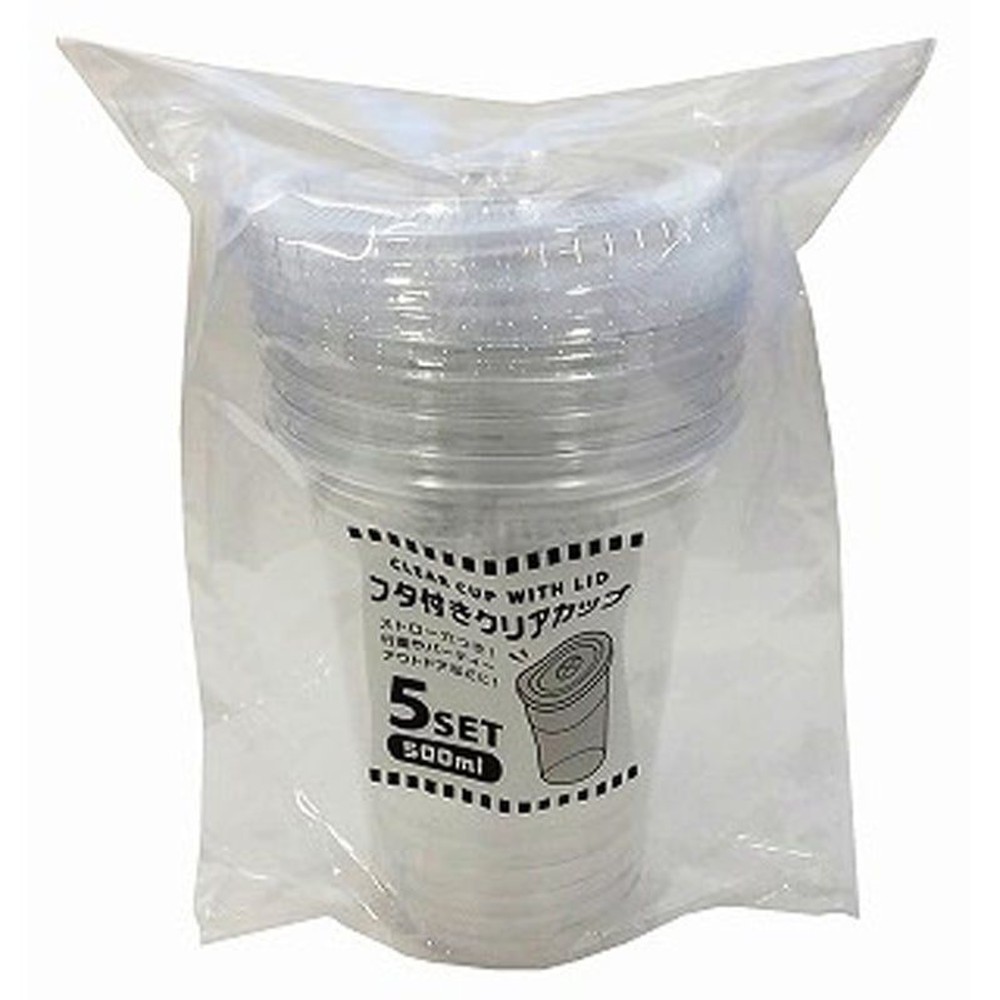 フタ付クリアカップ500ＭＬ　5個セット, その他カラー１, その他サイズ１