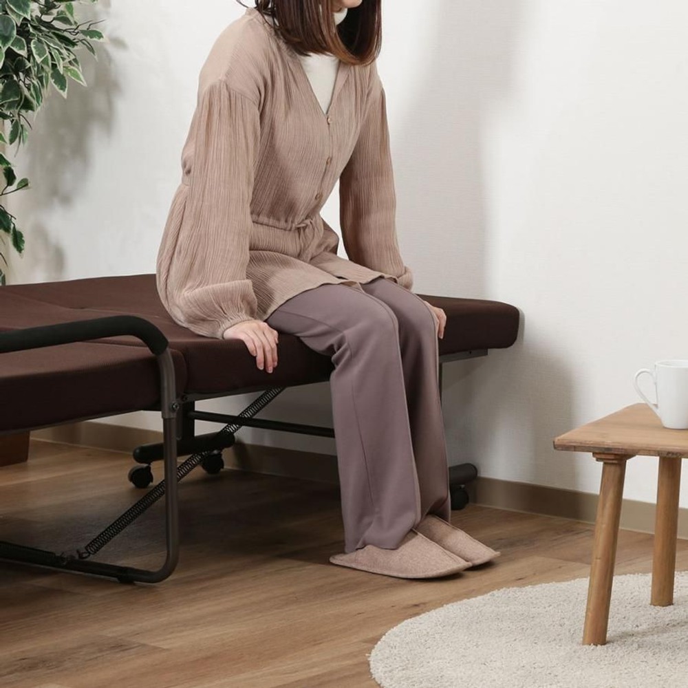 不二貿易  低反発折りたたみベッドフリーロック42段　高床 【メーカー直送・代引不可】, ブラウン, シングル