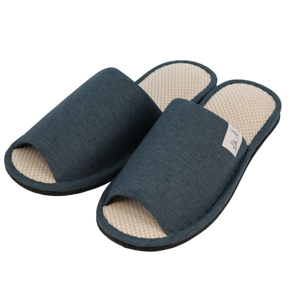 ムレにくい麻混スリッパ, ミント, Lサイズ
