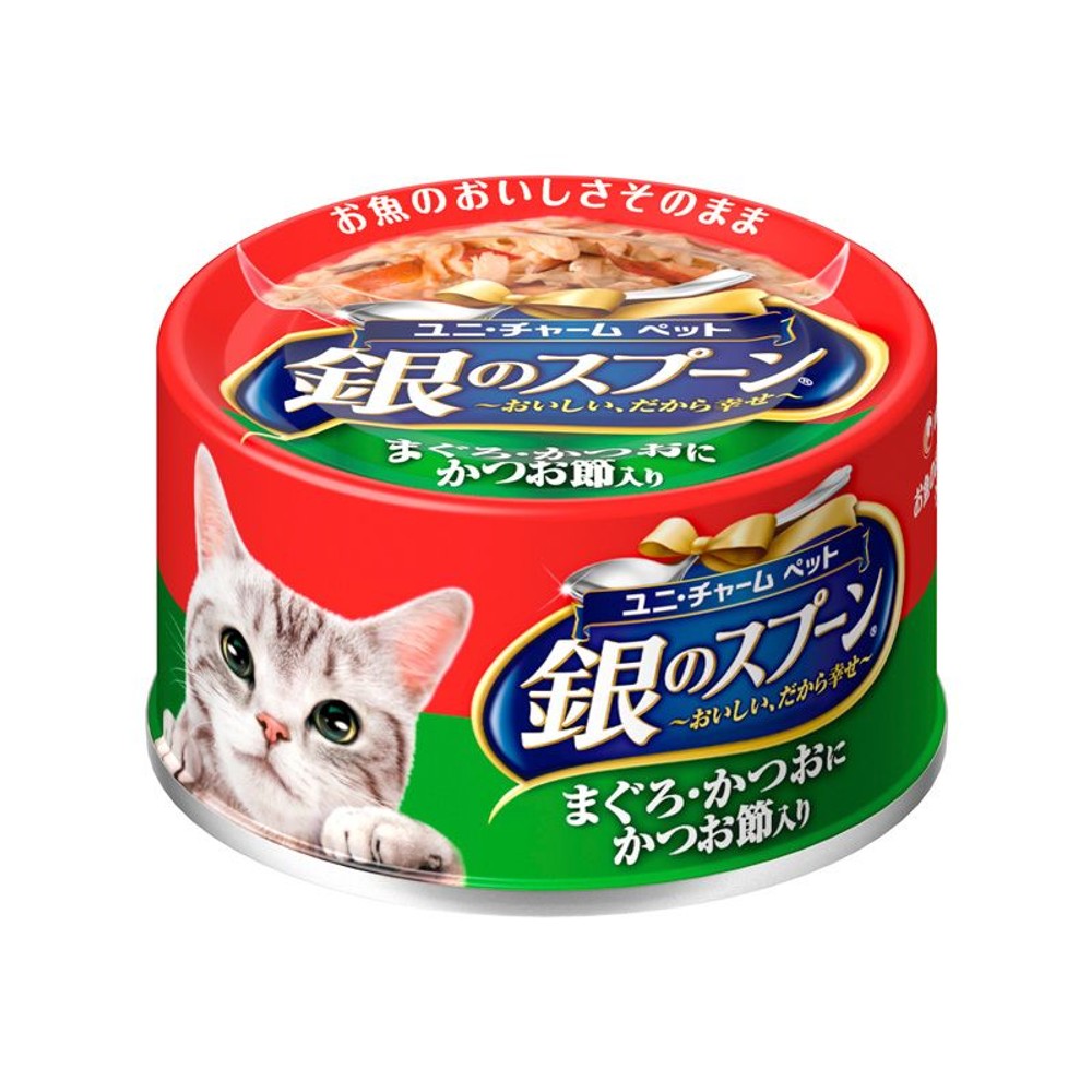 銀スプーン缶まぐろ・かつおにかつお節入り　70ｇ, まぐろ・かつおにかつお節入り, 70g