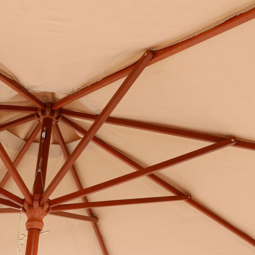 不二貿易  木製パラソル　270ｃｍ, アイボリー, 直径約2.5m