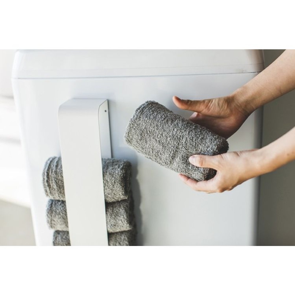 マグネットタオルホルダー　プレート　ホワイト, ホワイト, 幅8×奥行7.5×高さ40cm