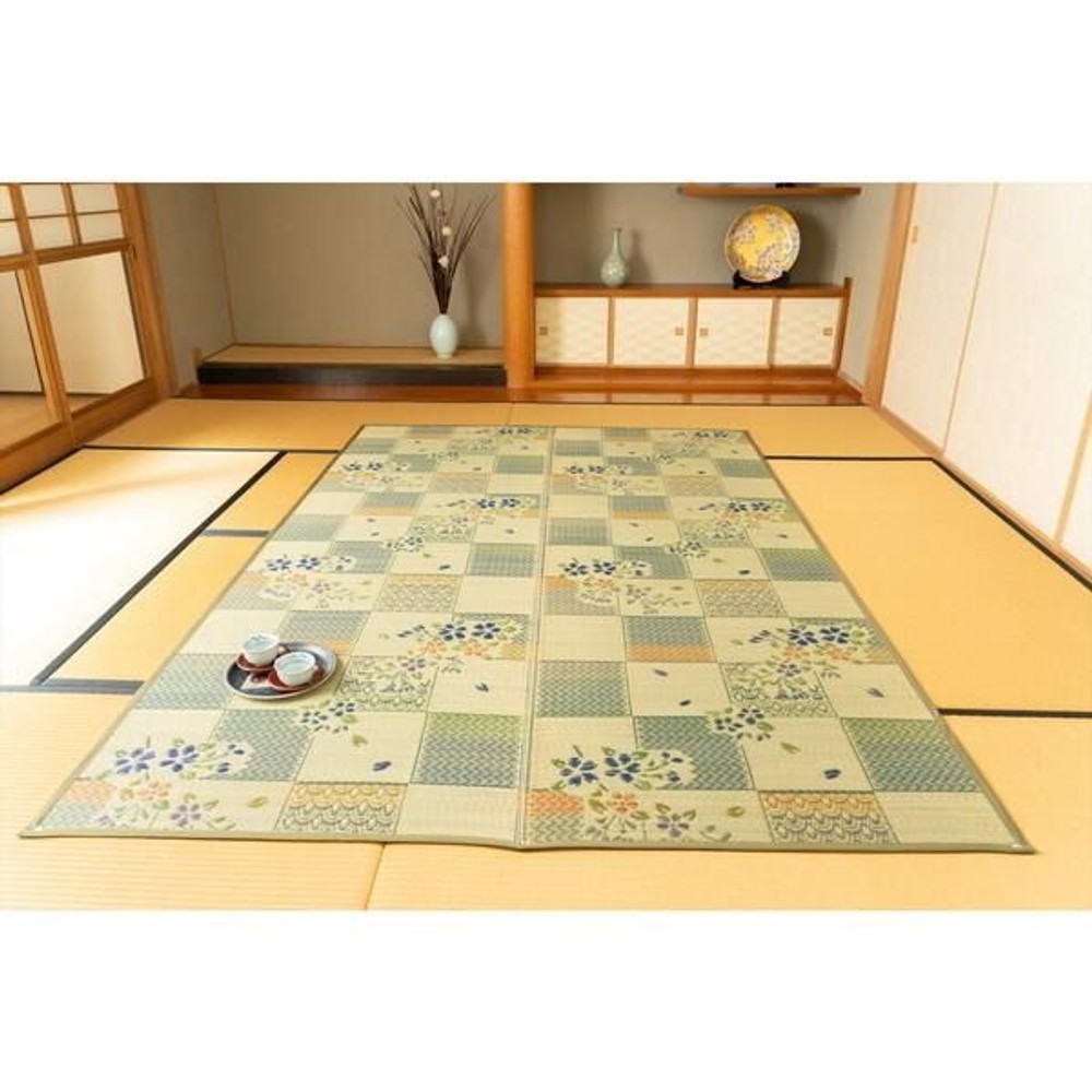 イケヒコ 敷物 ラグ・カーペット い草ラグ 『綾花』 江戸間  グリーン 【メーカー直送・代引不可】, グリーン, 87&times;174cm