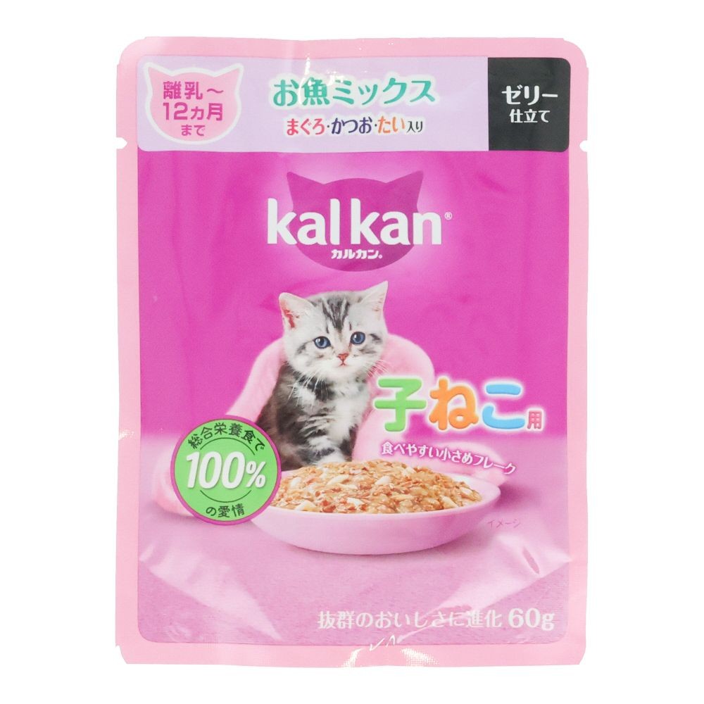 カルカンパウチ　子ねこ用　お魚Ｍ　まぐろ・かつお・たい入り, 子ねこ用　お魚ミックス, 60g