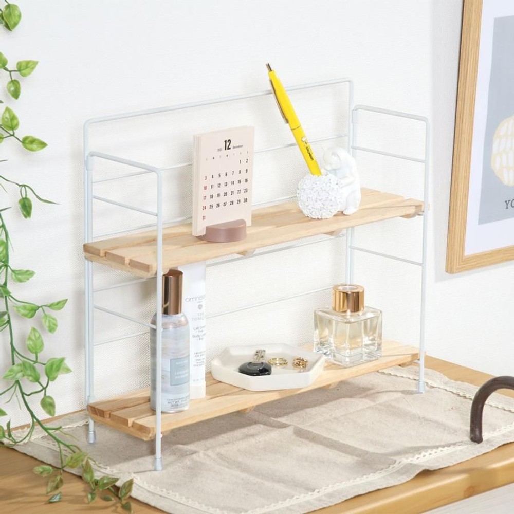 不二貿易 ウッドミニシェルフ　ワイド 【メーカー直送 代引不可】, ホワイト, WH