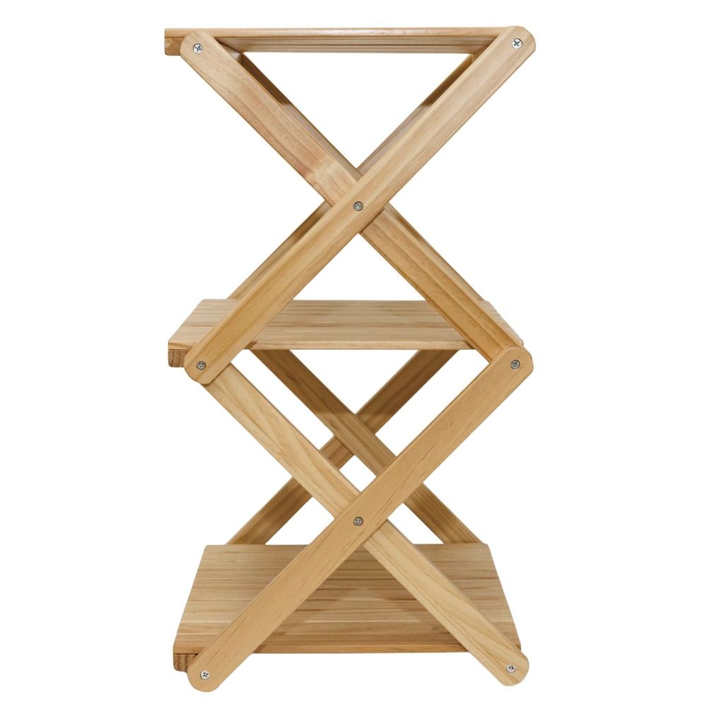 WIZ'A ウィザ　木製フォールディングラック　幅４６ｃｍ　３段, 天然木, 3段