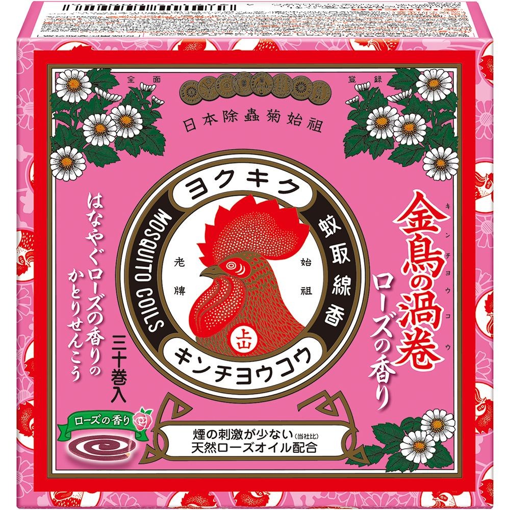 金鳥　金鳥の渦巻　蚊取り線香　ミニサイズ　ローズの香り　３０巻, 箱入, 30巻入