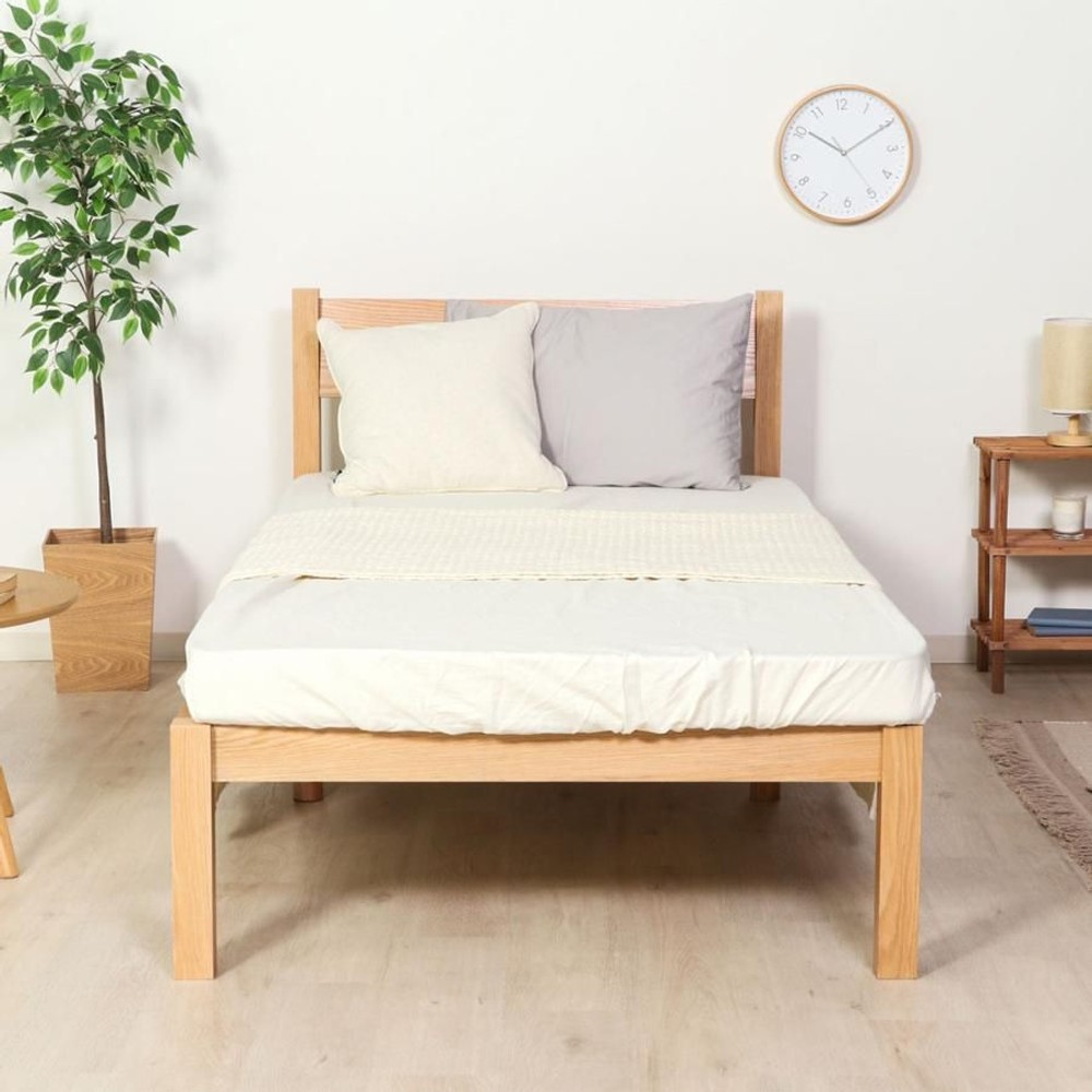 不二貿易  天然オーク材突板ベッド 【メーカー直送・代引不可】, ナチュラル, シングル